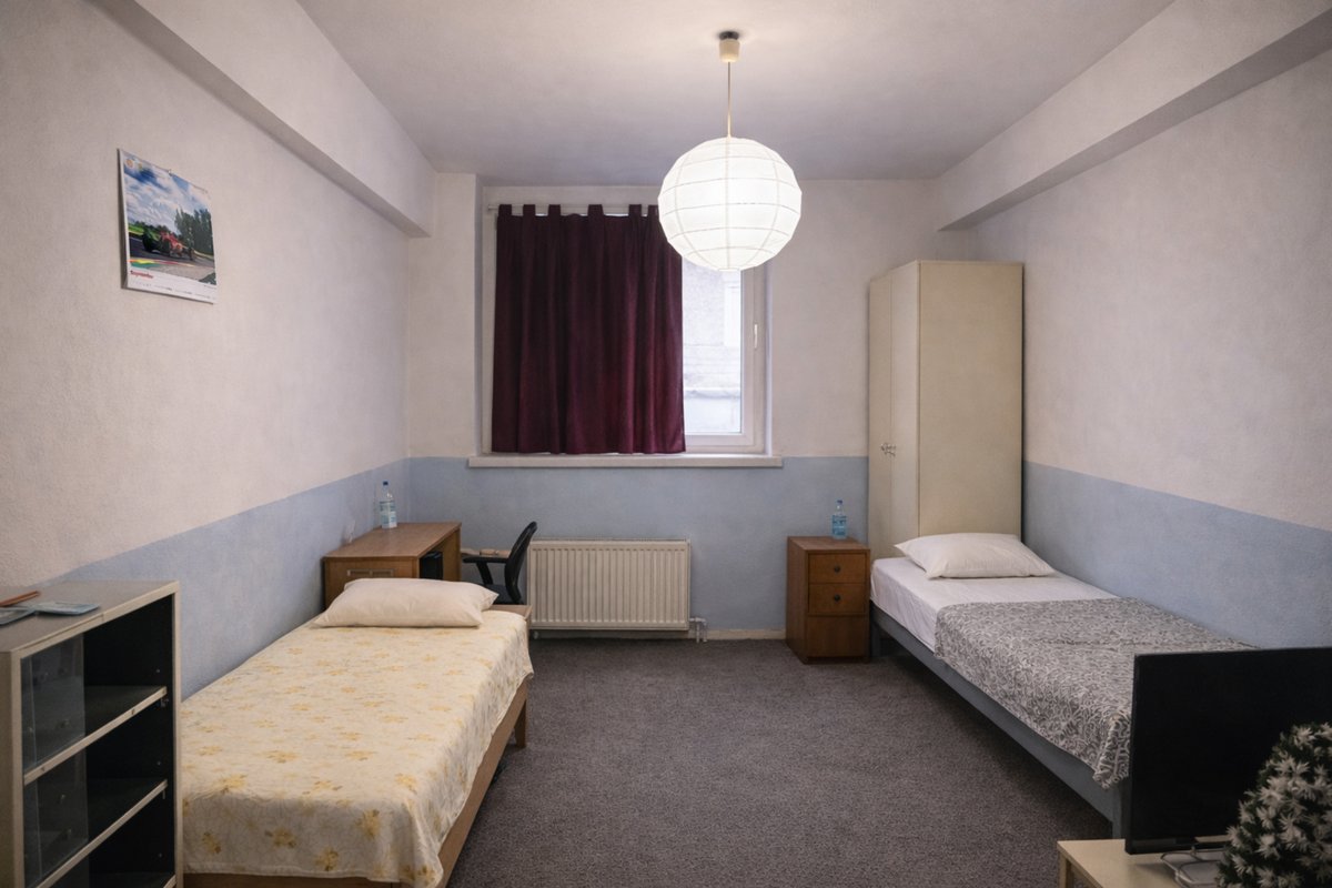 Hostel Hali| Světlý dvoulůžkový pokoj v Hostelu Hali